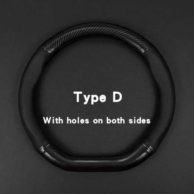 Housse de volant de voiture universelle en cuir et Fiber de carbone