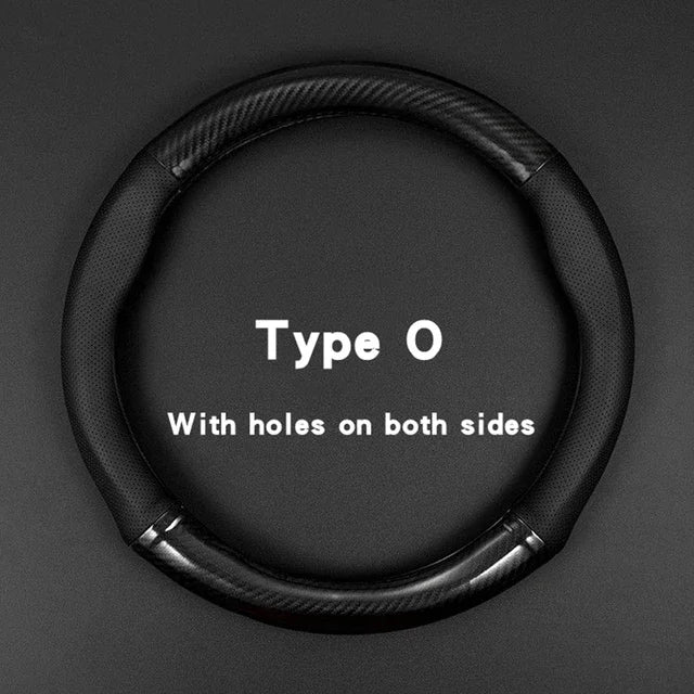 Housse de volant de voiture universelle en cuir et Fiber de carbone